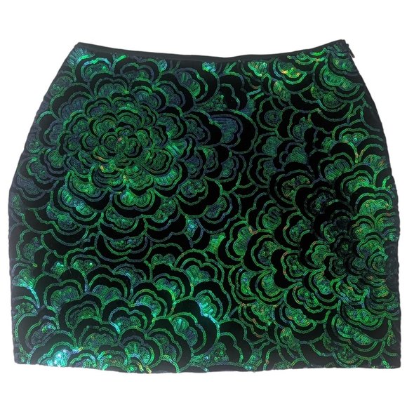 H&M Black Velvet Sequin Mermaid Mini Skirt Size Womens Small Side Zip New Other - Picture 2 of 5